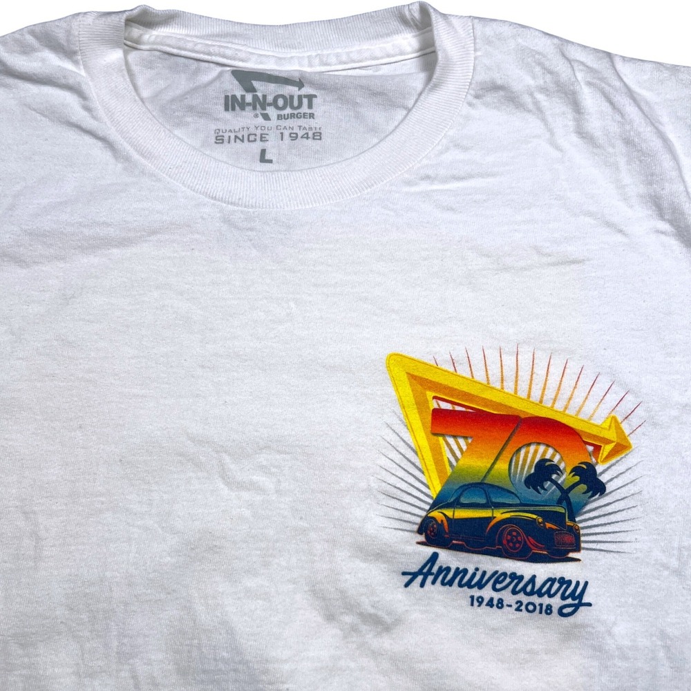 In-N-Out Burger Graphic T-Shirt Mens L White 70th Anniversary Vladimir Kush 2018